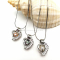 Top Grade Women Pearl Heart Cage Zircon Pendant Necklace